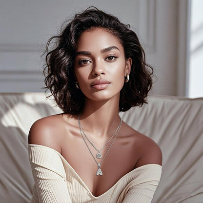 2 Pack -Initial Letter Pendant Necklaces