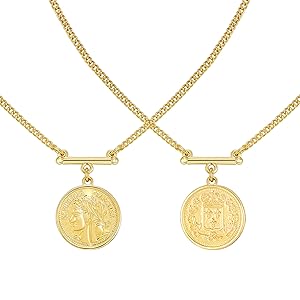 Gold Layered Necklaces for Women Girls Dainty Layering Coin Lock Eye Snake Pendant Jewelry Gifts