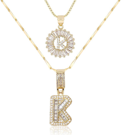 2 Pack -Initial Letter Pendant Necklaces
