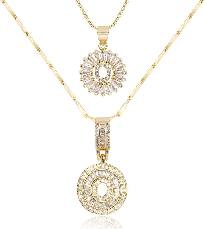 2 Pack -Initial Letter Pendant Necklaces